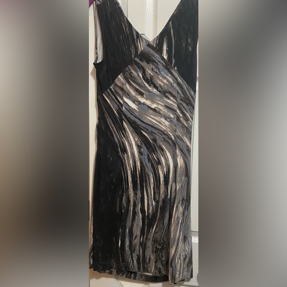 NIC + ZOE BLUE GRAY BLACK MARBLE L DRESS - Picture 3 of 4